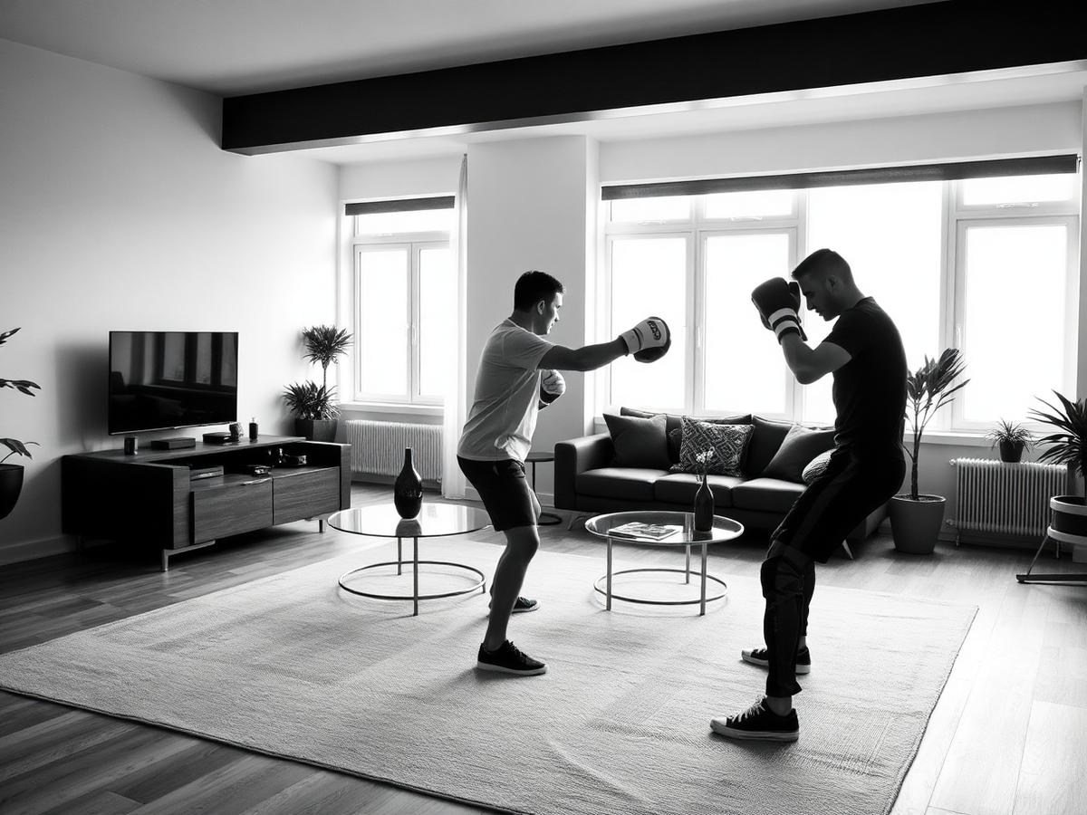 Aula particular de Kickboxing realizada na casa do aluno